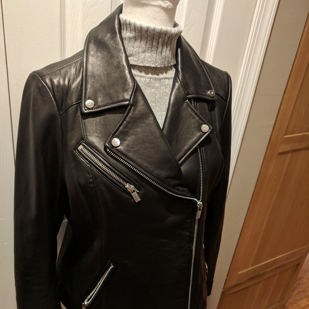 Wilsons Leather Black Asymmetrical Jacket size L